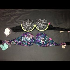 NWT set of 2 Strapless PINK Push Up Bras